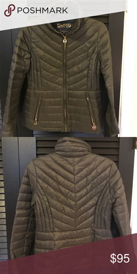 men olive green lightweight puffer jacket michael kors|Michael Kors lightweight puffer jacket.